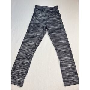 Lululemon Gray Striped Heathered Crossed Waistband Cropped Leggings 18In Waist